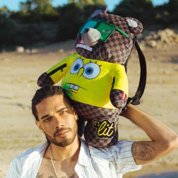 🩷SPRAYGROUND🩷😊 Spongebob😊 SquarePants Money Bear Backpack,grey checker pants - Picture 2 of 15